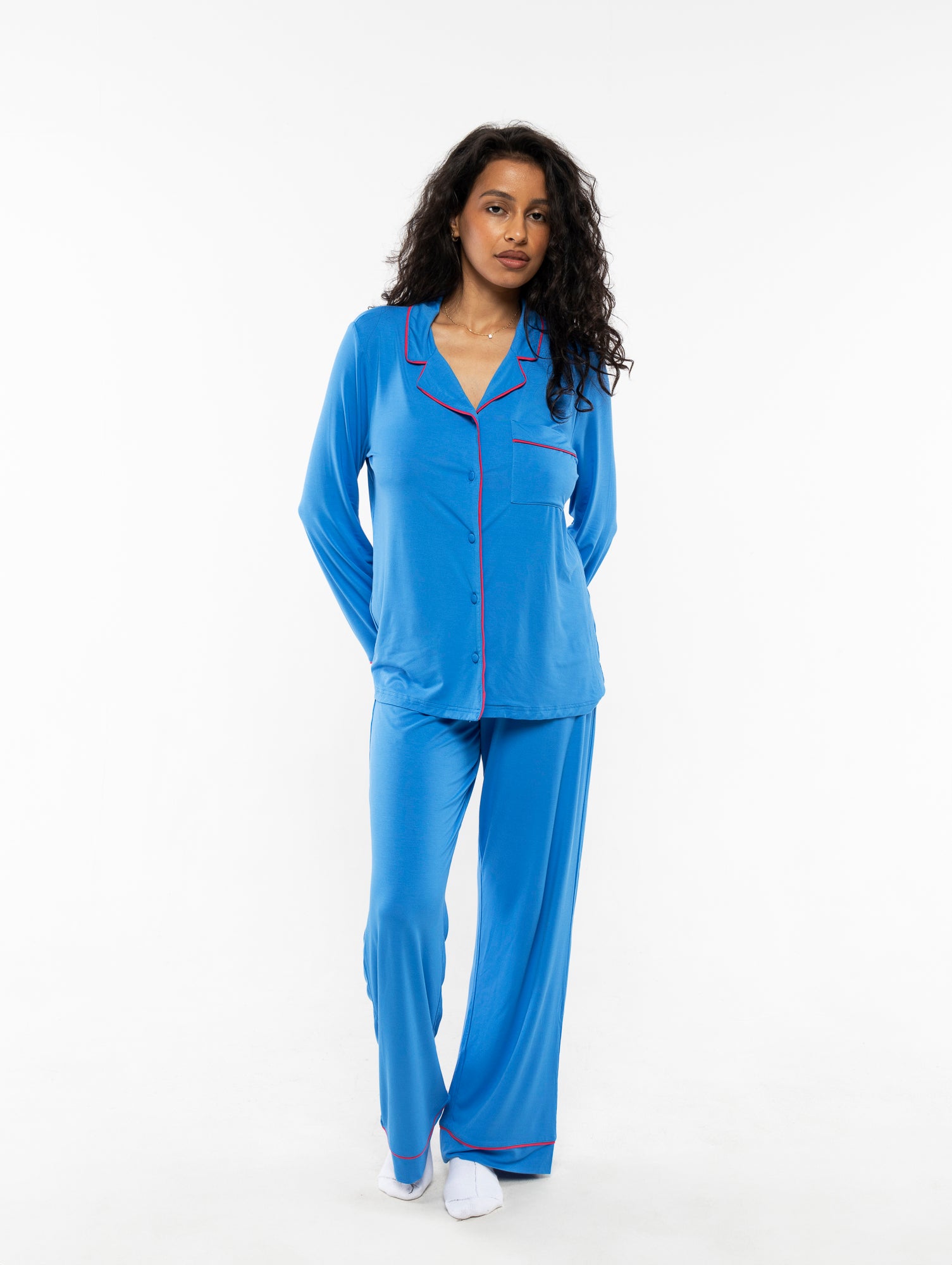 Satya is wearing size S